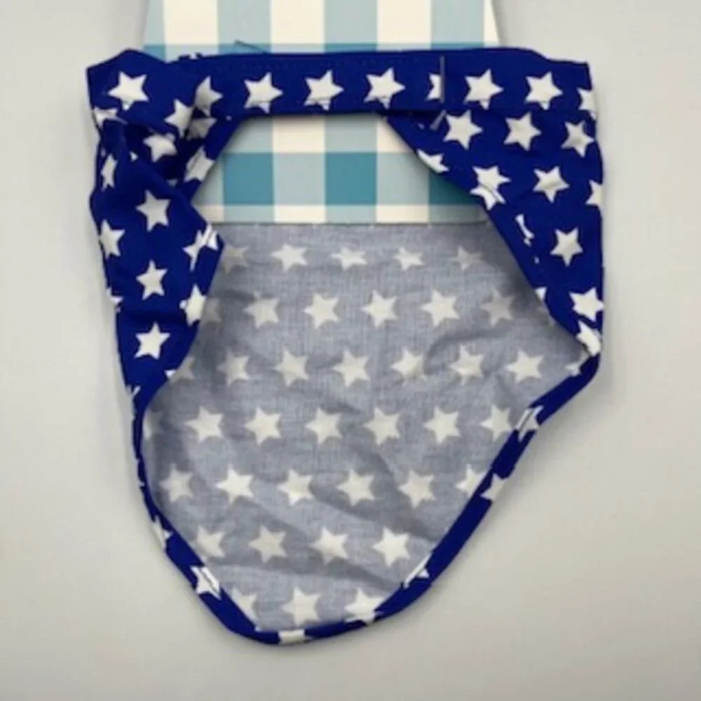 NEW Woof Pet Scarf Bandana‎ & Bucket Hat Size Large/X-large Red White & Blue
